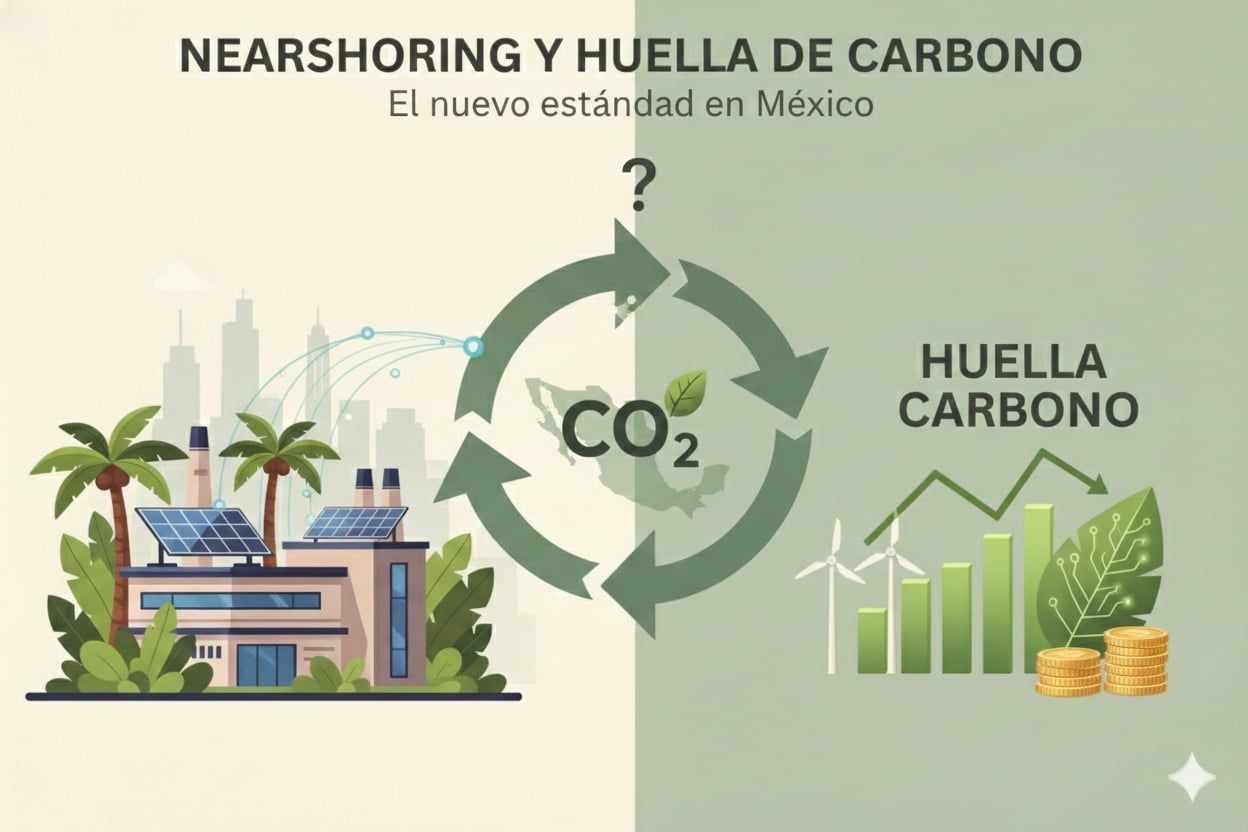 Línea de producción moderna con indicadores de eficiencia energética y CO2